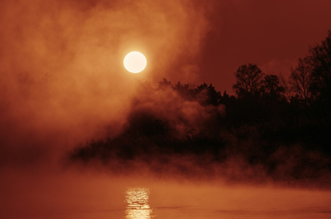 mysterious lake at dusk